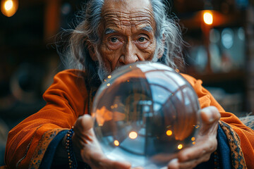 Obraz premium Generative AI - A fortune teller with magic artefacts