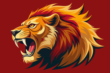 lion head roaring angrily vector illustration