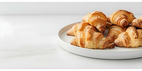Studio shot of French croissants a delicious puff pastry dessert. Concept Food Photography, French Cuisine, Pastry Art, Baked Goods, Gourmet Treats