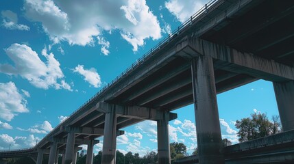 Blue sky over bridge in early summer