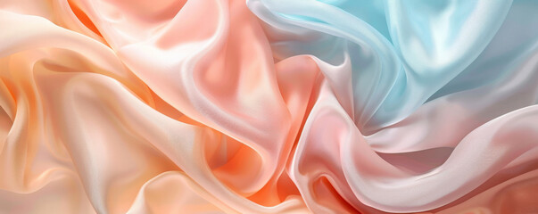 Obraz premium Fabric background with soft, pastel-colored silk folds.