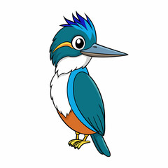 Belted Kingfisher bird stands icon vector illustration