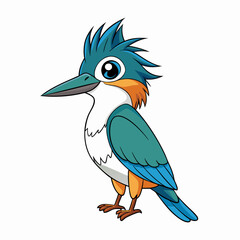 Belted Kingfisher bird stands icon vector illustration