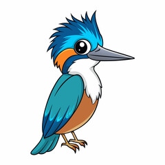 Belted Kingfisher bird stands icon vector illustration