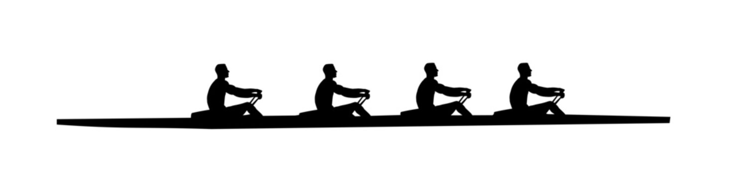 recommend clip art: Silhouette of rowers, rowing - vector illustration