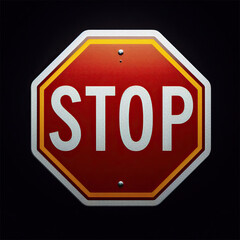 Obraz premium A standard Stop international road sign isolated on black 