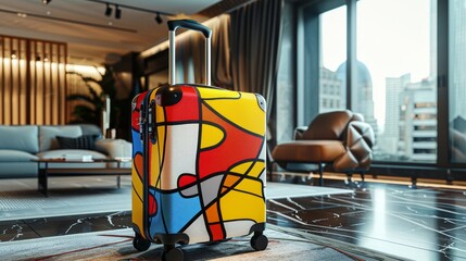 Modern Art Suitcase in Contemporary Luxury Interior Space