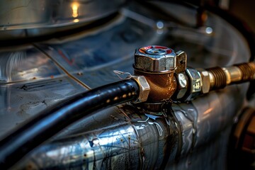 A close-up image of a hose connected to a water heater, suitable for use in tutorials, DIY projects, and maintenance documentation