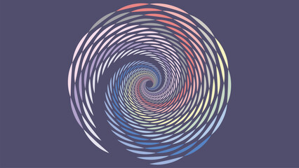 Abstract spiral vortex style round big data minimalist creative background in purple.