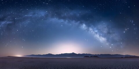 Milky Way arching over desert landscape with Earth zodiacal light visible. Concept Astrophotography, Desert Landscapes, Milky Way, Earth Zodiacal Light, Night Sky Viewing