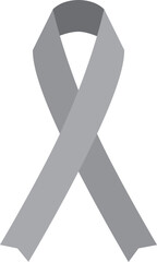 Grey Awareness Ribbon brain cancer icon.