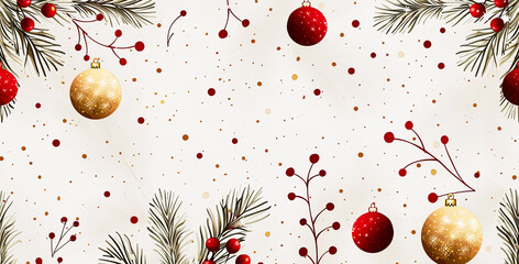 Postcard with Christmas balls and fir branches, web banner concept for New Year