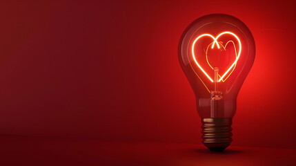 Light Bulb Love Symbol with Heart Glow

