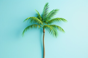 Obraz premium A simple palm tree with green leaves at the top