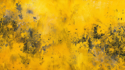 A yellow and black background with a lot of paint splatters