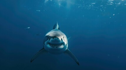 shot white water underwater surface shark great wildlife ocean sea fish blue island swimming under fin diving teeth risk predator aqualung big beautiful life nature pacific