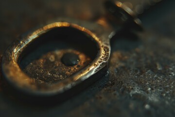 A close-up shot of a metal object on a table, useful for various commercial and editorial uses