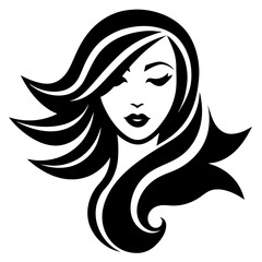portrait of a girl logo illustration