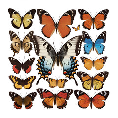 View of colorful butterflies with their wings spread open. AI generative image.