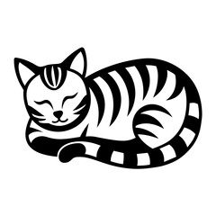 Design art illustration of a sleeping cat