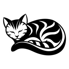 Design art illustration of a sleeping cat