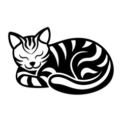 Design art illustration of a sleeping cat