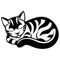 Design art illustration of a sleeping cat