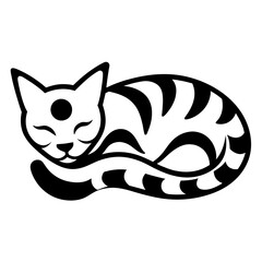 Design art illustration of a sleeping cat