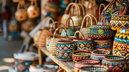 Fototapeta premium Ethnic handmade souvenirs for tourists