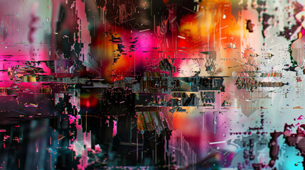 Fototapeta premium A colorful abstract painting with a lot of splatters and splotches