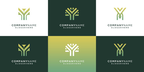 Letter Y logo vector collection. Abstract initials with growth idea illustration template. 
