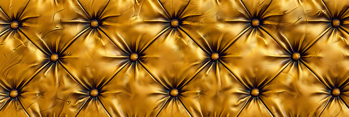 Fototapeta premium yellow gold leather Capitone pattern background, antique and luxury backdrop