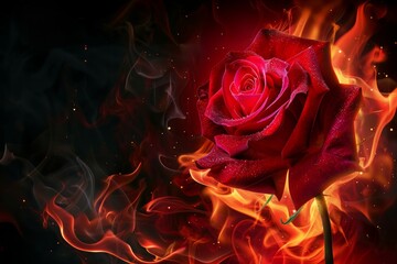 Red rose melting on black backgroundม Generative AI