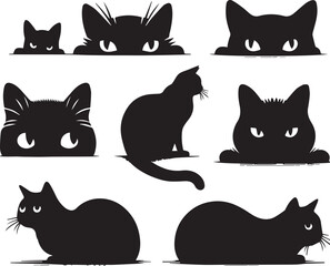 black and white cats set