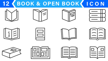 Books Icons - Vector Line. Editable Stroke.