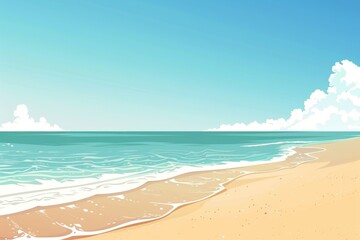 Obraz premium Serene Beach Landscape Under a Clear Blue Sky