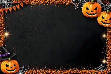 Halloween pumpkin border for halloween day design or greeting 