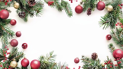 Christmas Pine Branches With Ornaments