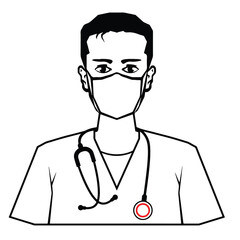 Doctor vector illustration clip-art image black and white