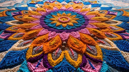 Colorful festival floor patterns, rice flour art