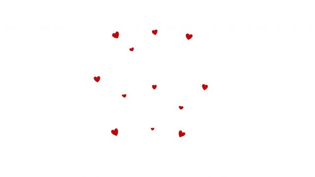 Red doodle heart exploding into little hearts. Loopable hand drawn animation on a white background
