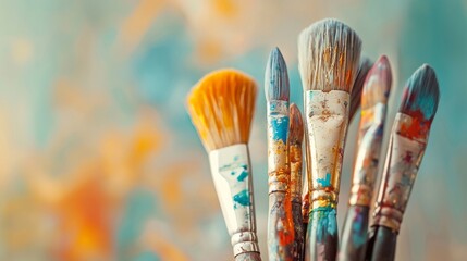 Colorful Brushes in Artistic Environment Captured in Close-Up