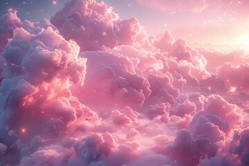 Fototapeta premium Dreamy Pastel Sky with Shooting Stars