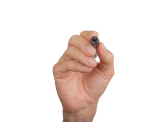 Hand holding stylus, signature sign. Business use background, internet caucasian. Screen human isolated, paperless work. Smart hold finger, keep note writer designer modern., transparent cutout PNG