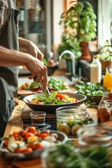 Fototapeta premium Parent Organizing Balanced Gluten-Free Meals for the Family in a Bright Kitchen Setting