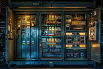 Industrial setting with various electrical devices and machinery