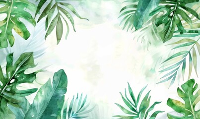 Obraz premium Summer Vibes Watercolor Frame Design for Social Media Generative AI