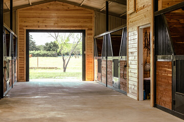 Barn stable aisle alleyway wood stall doors