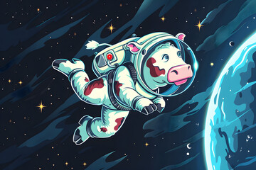 cartoon animals in space
