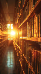 Blurred Library Background with Books